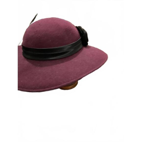 Jacqueline Ferrar Burgundy Wool Felt  Hat with Black Floral Band/Flower main image 8